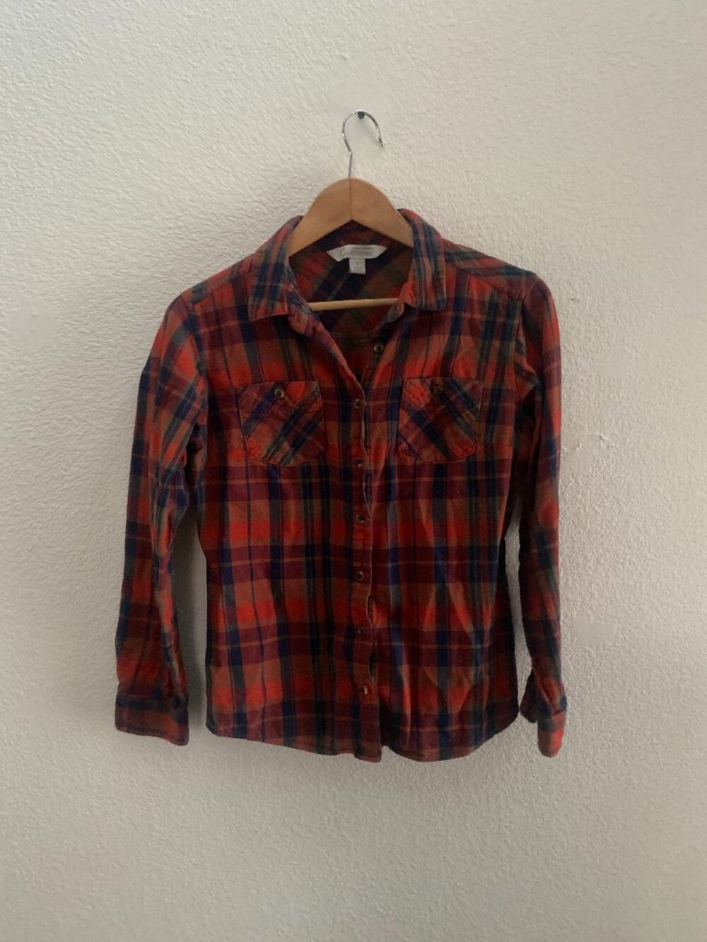 Gander Mountain Guide Series Flannel Button Up Shirt Small Plaid Multi-Color